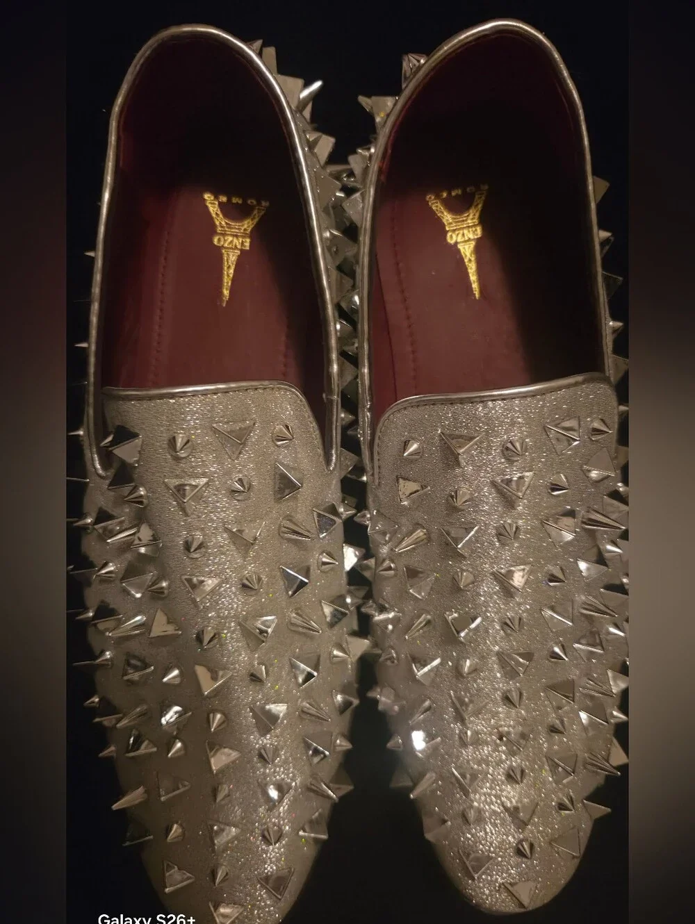 Men's Silver Studded Slip-On Loafers